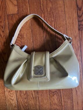 Calvin Klein Women’s Gold Patent Shoulder Bag with Silver Accent